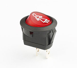 KCD8 SPST red illuminated round rocker switch